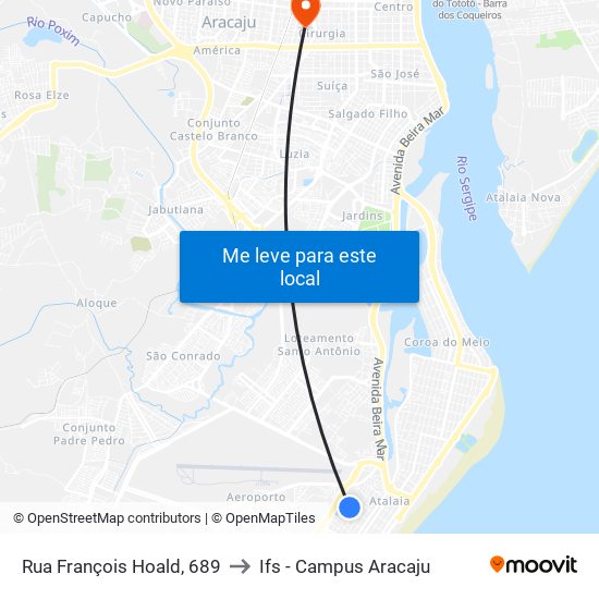 Rua François Hoald, 689 to Ifs - Campus Aracaju map