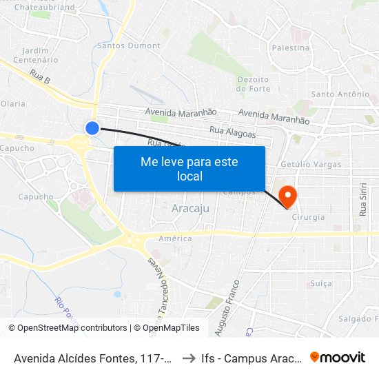 Avenida Alcídes Fontes, 117-119 to Ifs - Campus Aracaju map