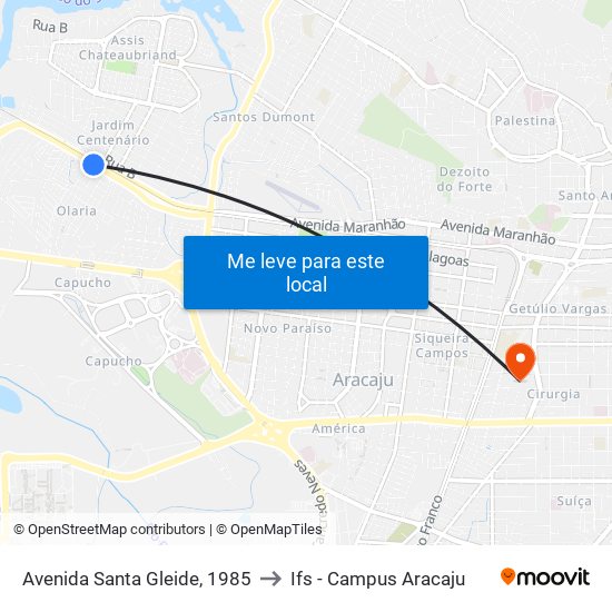 Avenida Santa Gleide, 1985 to Ifs - Campus Aracaju map