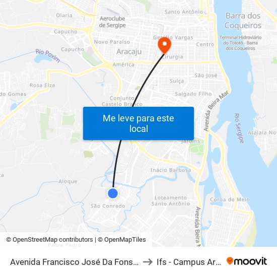 Avenida Francisco José Da Fonseca, 536 to Ifs - Campus Aracaju map