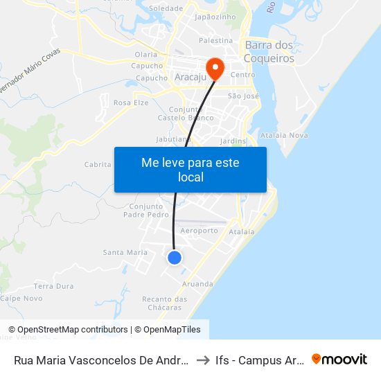 Rua Maria Vasconcelos De Andrade, 102 to Ifs - Campus Aracaju map