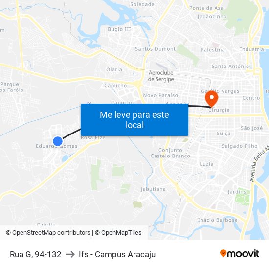 Rua G, 94-132 to Ifs - Campus Aracaju map