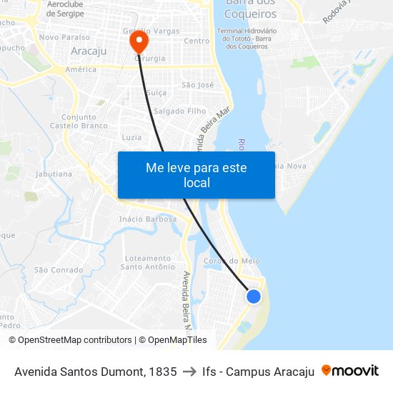 Avenida Santos Dumont, 1835 to Ifs - Campus Aracaju map