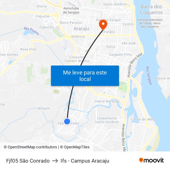 Fjf05 São Conrado to Ifs - Campus Aracaju map