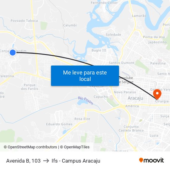 Avenida B, 103 to Ifs - Campus Aracaju map