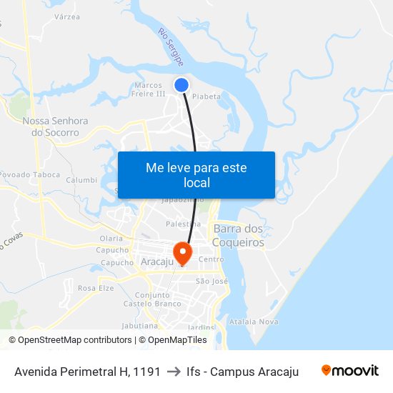 Avenida Perimetral H, 1191 to Ifs - Campus Aracaju map