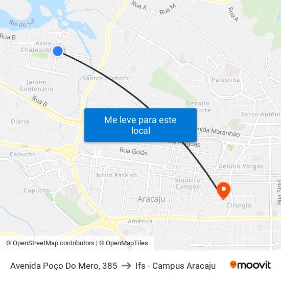 Avenida Poço Do Mero, 385 to Ifs - Campus Aracaju map