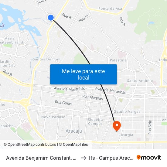 Avenida Benjamim Constant, 300 to Ifs - Campus Aracaju map