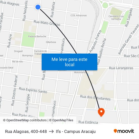 Rua Alagoas, 400-448 to Ifs - Campus Aracaju map