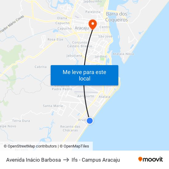 Avenida Inácio Barbosa to Ifs - Campus Aracaju map