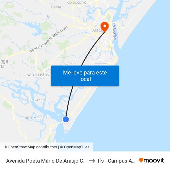 Avenida Poeta Mário De Araújo Cabral, 269 to Ifs - Campus Aracaju map