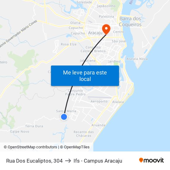 Rua Dos Eucaliptos, 304 to Ifs - Campus Aracaju map