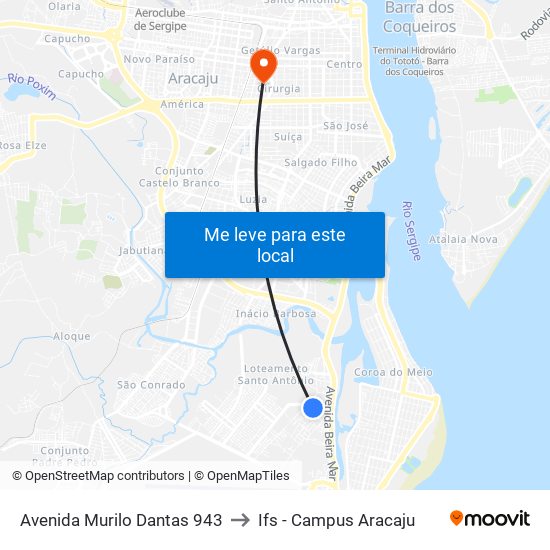 Avenida Murilo Dantas 943 to Ifs - Campus Aracaju map