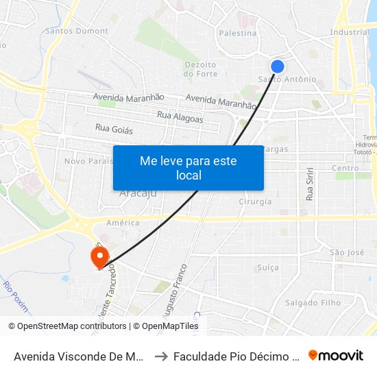 Avenida Visconde De Maracaju 774 to Faculdade Pio Décimo Campus III map