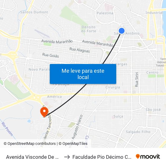 Avenida Visconde De Maracaju to Faculdade Pio Décimo Campus III map