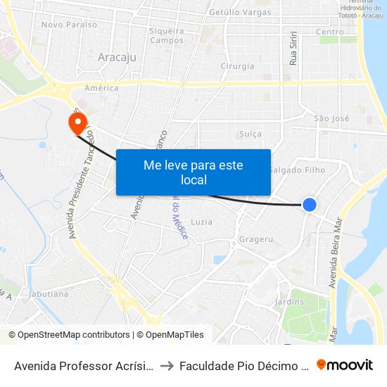 Avenida Professor Acrísio Cruz, 414 to Faculdade Pio Décimo Campus III map