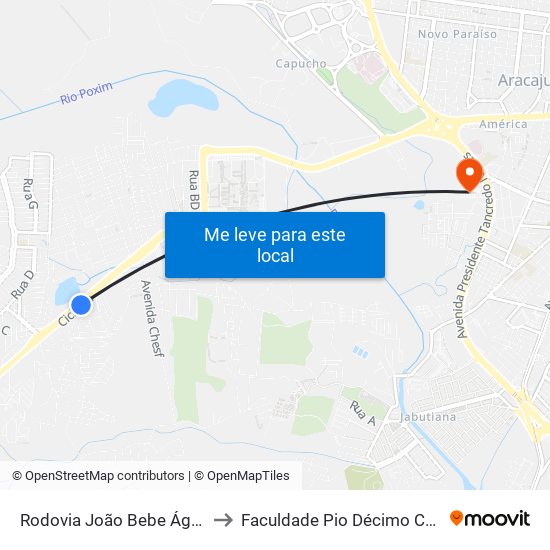 Rodovia João Bebe Água, 1101 to Faculdade Pio Décimo Campus III map