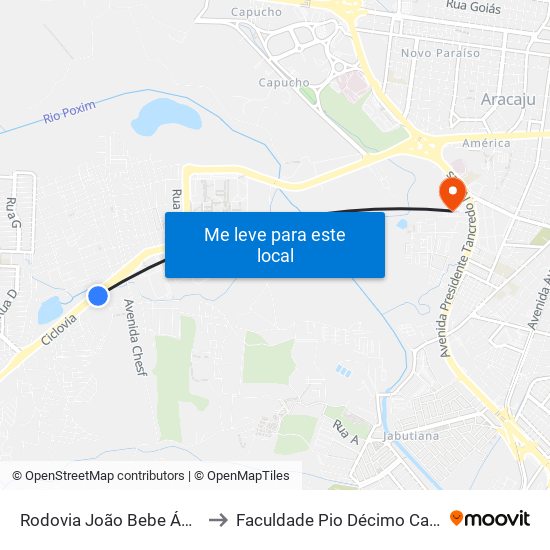 Rodovia João Bebe Água 985 to Faculdade Pio Décimo Campus III map