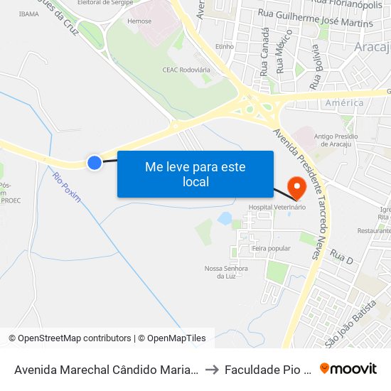 Avenida Marechal Cândido Mariano Da Silva Rondon, 1515 | Progresso to Faculdade Pio Décimo Campus III map