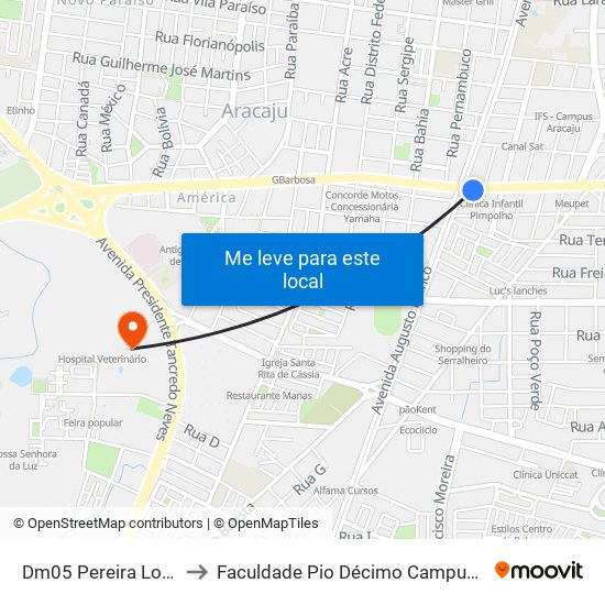 Dm05 Pereira Lobo to Faculdade Pio Décimo Campus III map