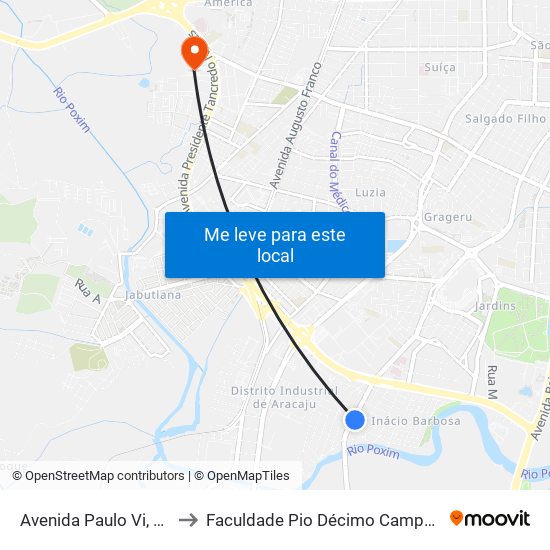 Avenida Paulo Vi, 337 to Faculdade Pio Décimo Campus III map