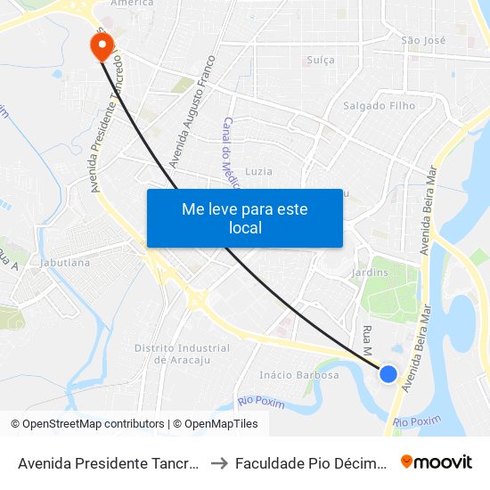 Avenida Presidente Tancredo Neves, 79 to Faculdade Pio Décimo Campus III map