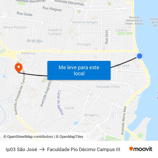 Ip03 São José to Faculdade Pio Décimo Campus III map
