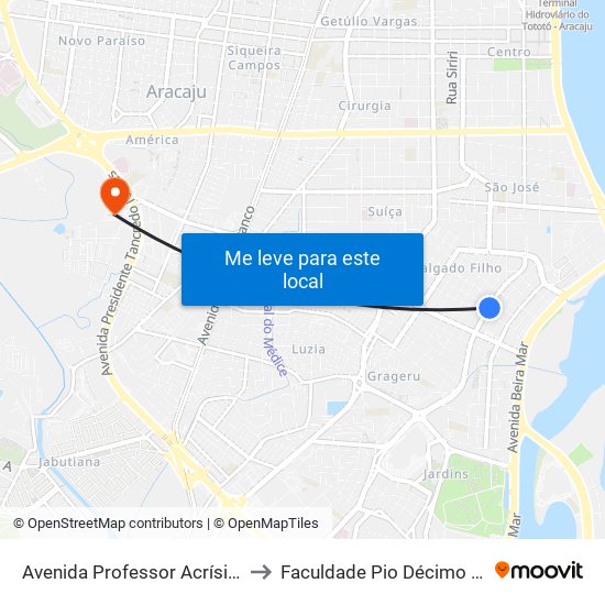 Avenida Professor Acrísio Cruz, 245 to Faculdade Pio Décimo Campus III map