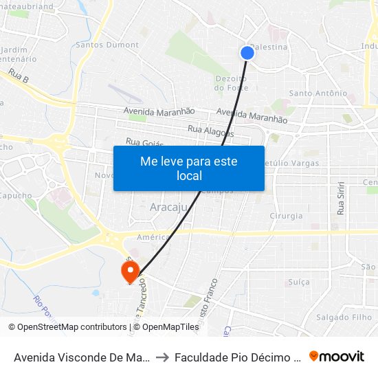 Avenida Visconde De Maracaju, 149 to Faculdade Pio Décimo Campus III map