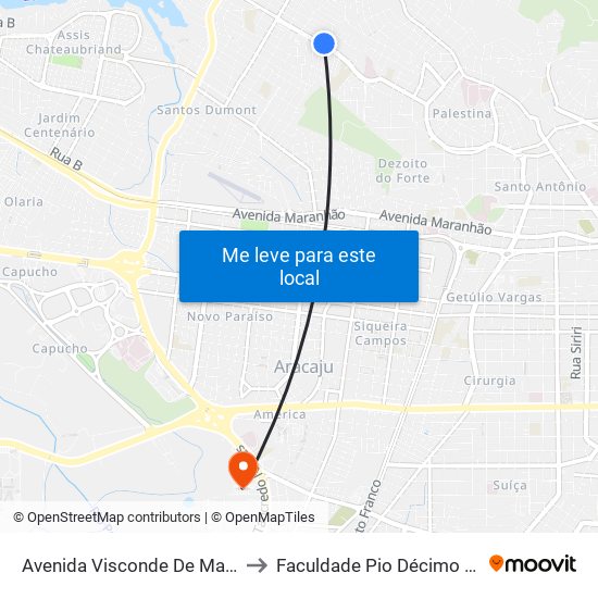 Avenida Visconde De Maracaju, 850 to Faculdade Pio Décimo Campus III map