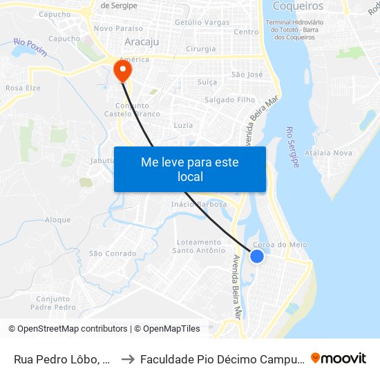 Rua Pedro Lôbo, 516 to Faculdade Pio Décimo Campus III map