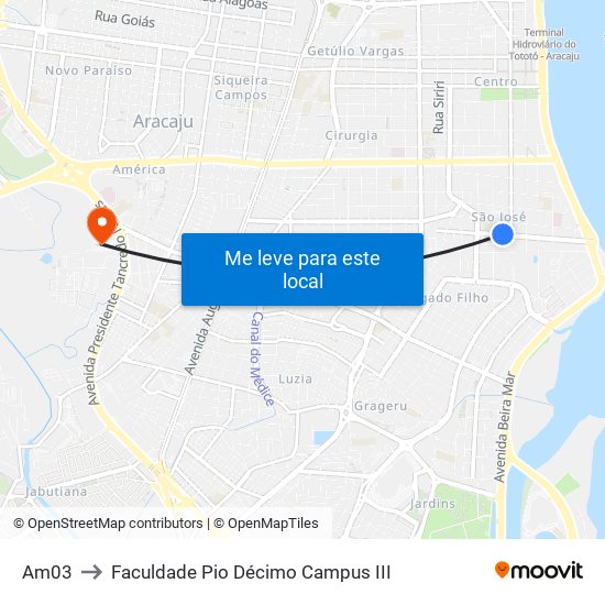 Am03 to Faculdade Pio Décimo Campus III map