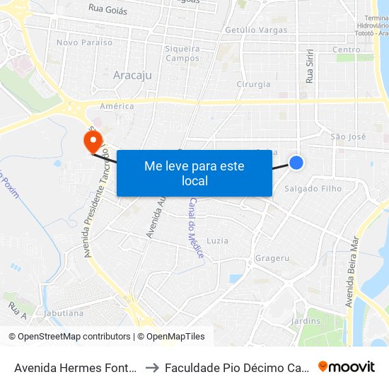 Avenida Hermes Fontes, 780 to Faculdade Pio Décimo Campus III map