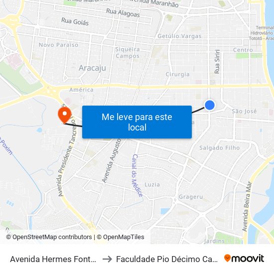 Avenida Hermes Fontes, 351 to Faculdade Pio Décimo Campus III map