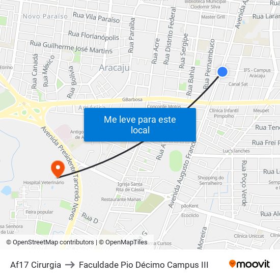 Af17 Cirurgia to Faculdade Pio Décimo Campus III map