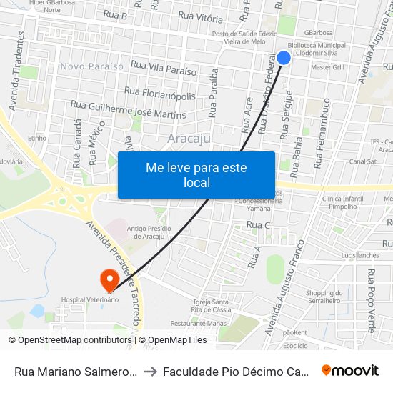 Rua Mariano Salmeron, 495 to Faculdade Pio Décimo Campus III map