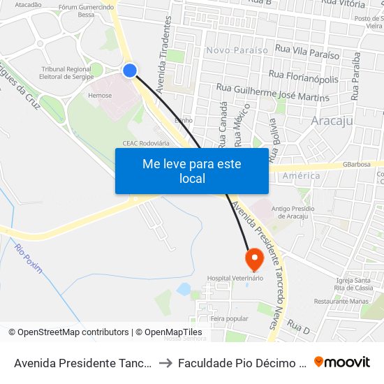 Avenida Presidente Tancredo Neves to Faculdade Pio Décimo Campus III map