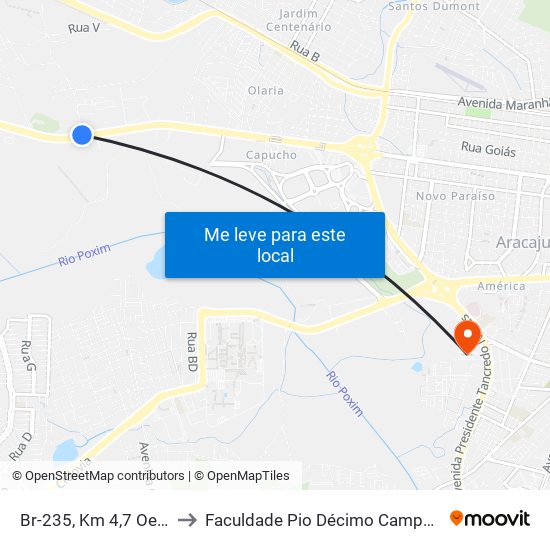 Br-235, Km 4,7 Oeste to Faculdade Pio Décimo Campus III map