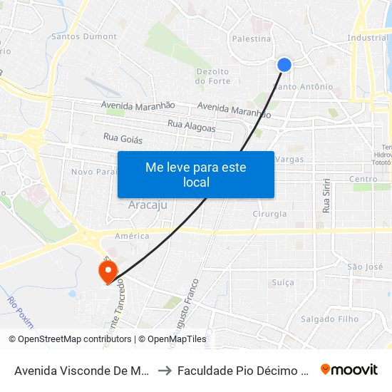 Avenida Visconde De Maracaju 72 to Faculdade Pio Décimo Campus III map