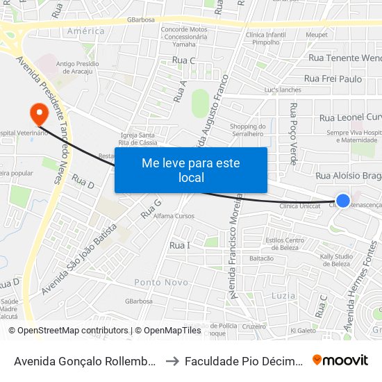 Avenida Gonçalo Rollemberg Leite, 1548 to Faculdade Pio Décimo Campus III map