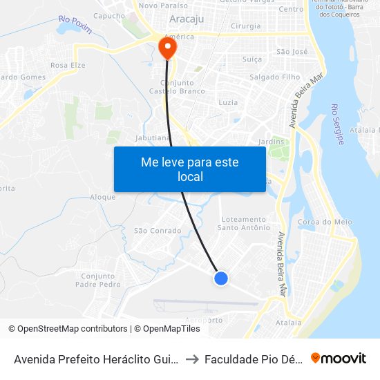 Avenida Prefeito Heráclito Guimarães Rollemberg, 2222 to Faculdade Pio Décimo Campus III map