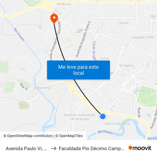Avenida Paulo Vi, 160 to Faculdade Pio Décimo Campus III map