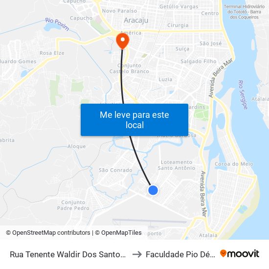 Rua Tenente Waldir Dos Santos, 563 | Praça Dos Correios to Faculdade Pio Décimo Campus III map