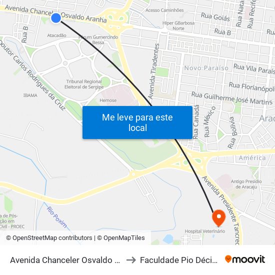 Avenida Chanceler Osvaldo Aranha, 2035-2405 to Faculdade Pio Décimo Campus III map