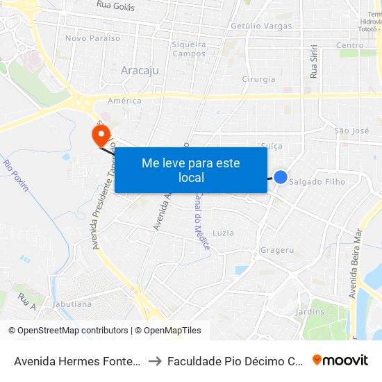 Avenida Hermes Fontes, 1200c to Faculdade Pio Décimo Campus III map