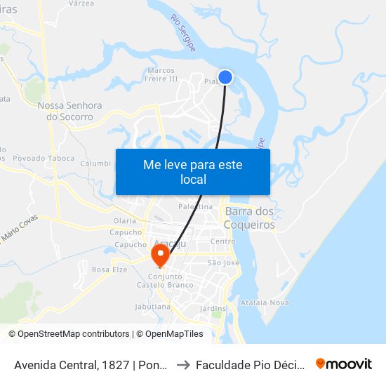 Avenida Central, 1827 | Ponto Final Do Piabeta to Faculdade Pio Décimo Campus III map