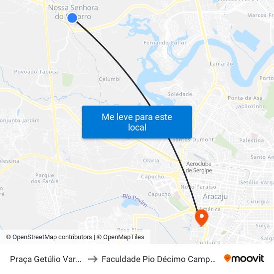 Praça Getúlio Vargas to Faculdade Pio Décimo Campus III map