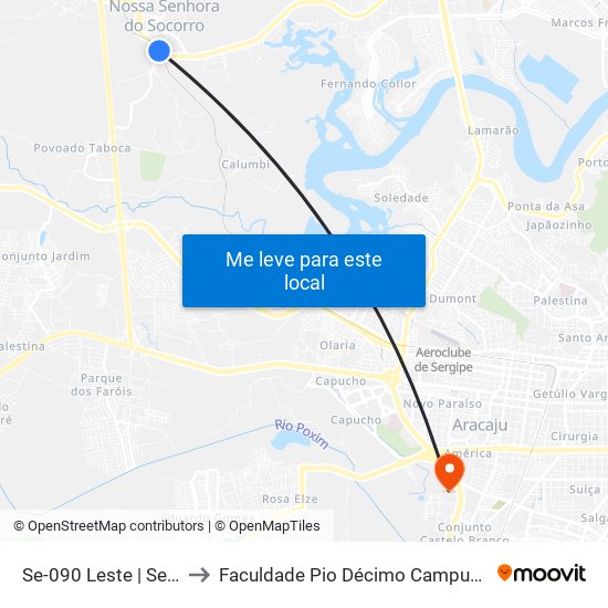 Se-090 Leste | Sede to Faculdade Pio Décimo Campus III map