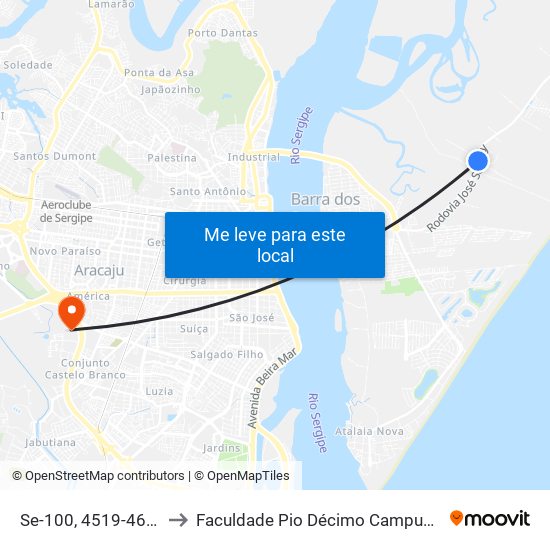 Se-100, 4519-4691 to Faculdade Pio Décimo Campus III map