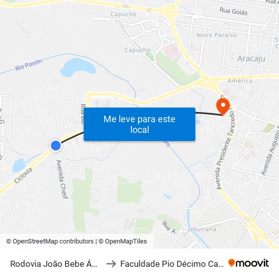 Rodovia João Bebe Água, 736 to Faculdade Pio Décimo Campus III map